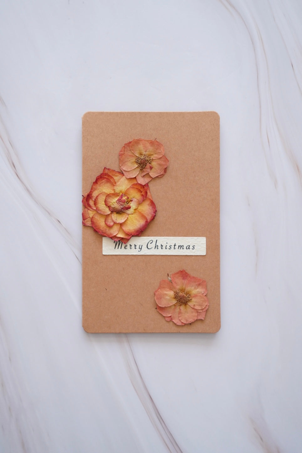 'MERRY CHRISTMAS' Card with Real「Roses」